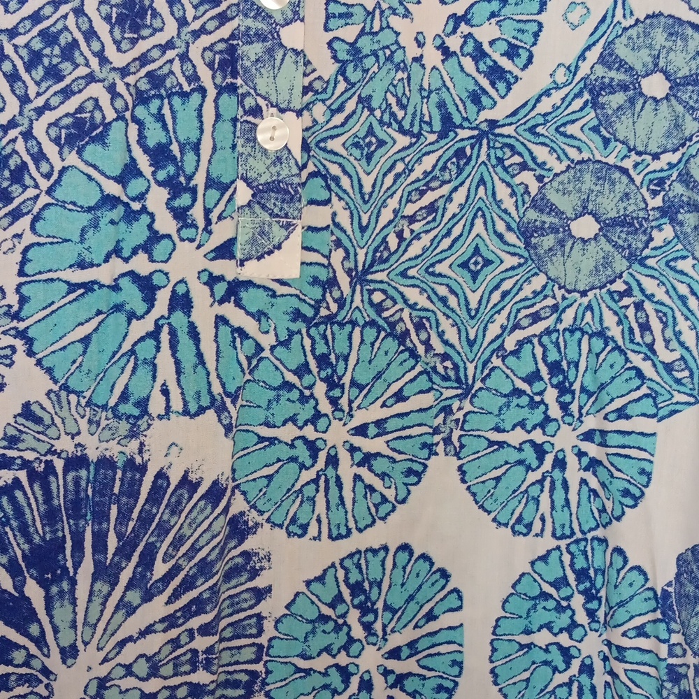 Blue Patterned Button-Front Maxi Dress - image 5